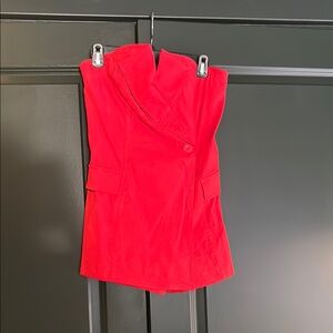 Maeve From Anthropologie Red Strapless Romper.